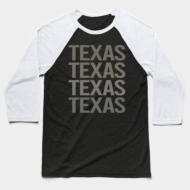 Gray Text Art Texas Baseball T-Shirt by flaskoverhand